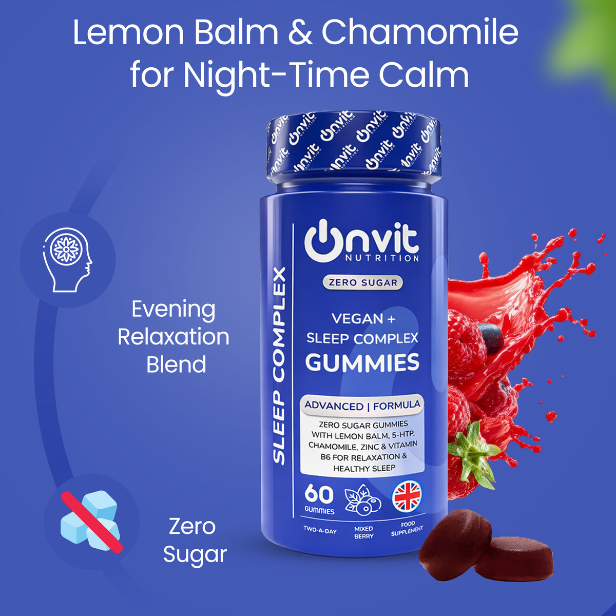 Sleep Complex zero sugar vegan gummies by Onvit Nutrition UK — product photo 3