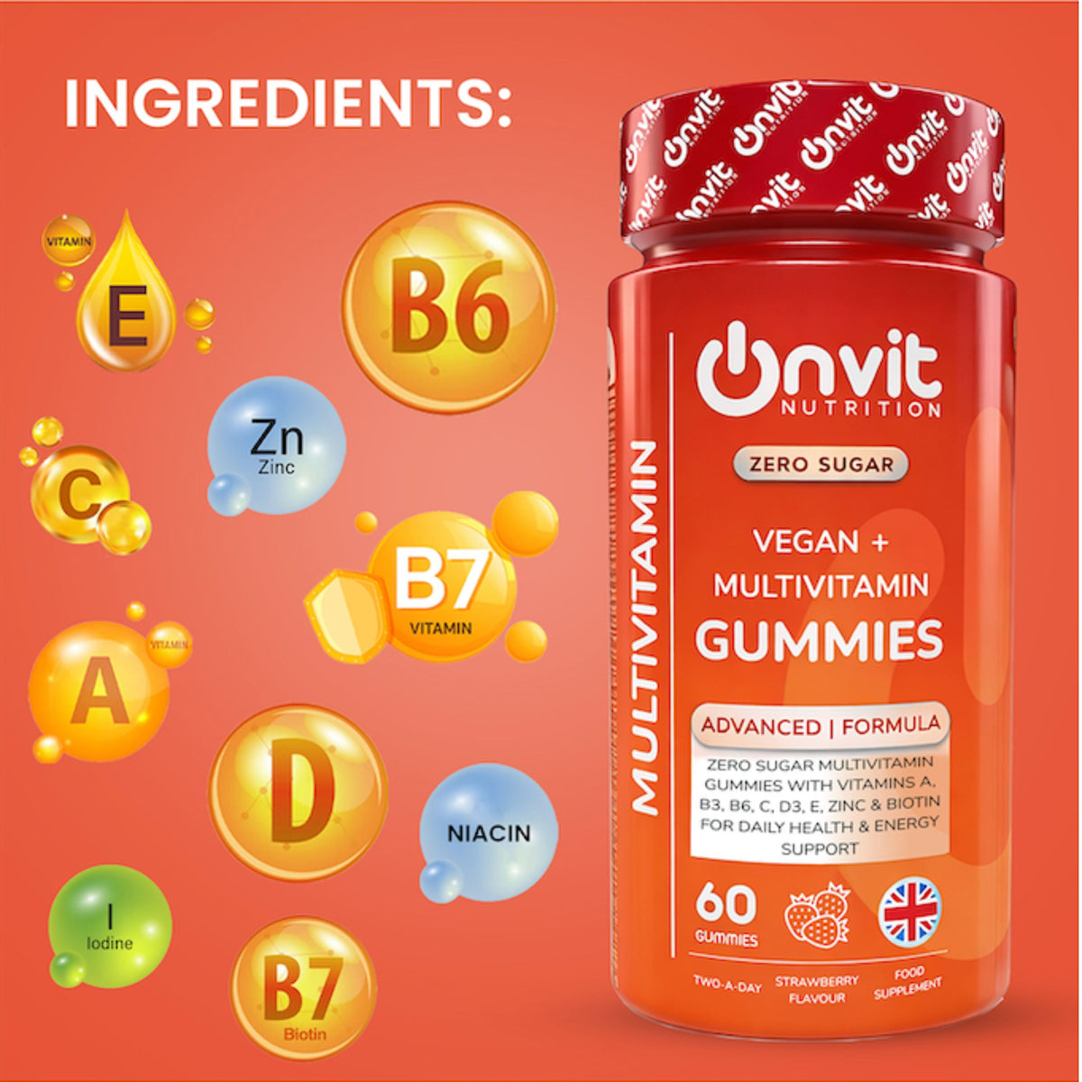 Multivitamin zero sugar vegan gummies by Onvit Nutrition UK — product photo 6