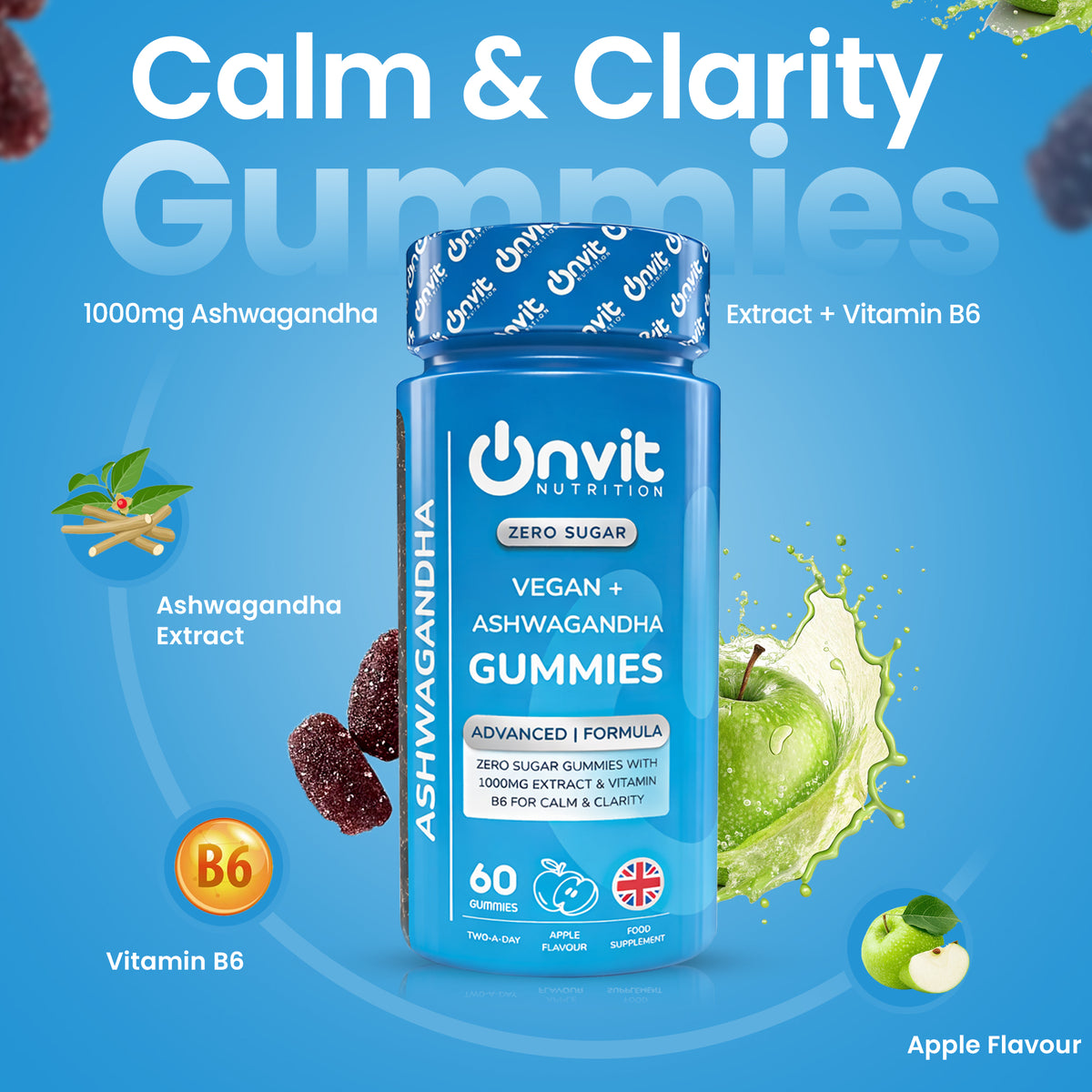 Ashwagandha zero sugar vegan gummies by Onvit Nutrition UK — product photo 7