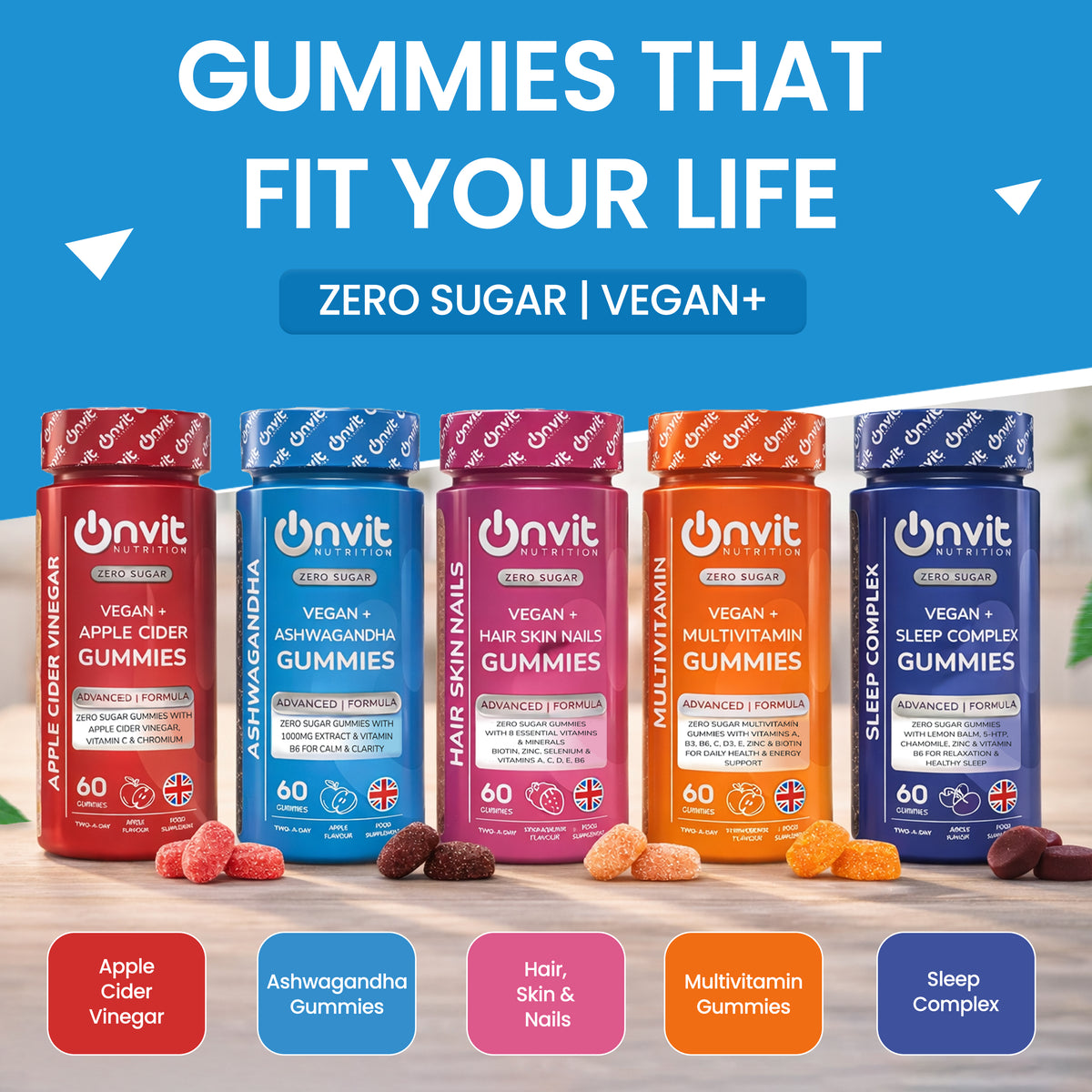Ashwagandha zero sugar vegan gummies by Onvit Nutrition UK — product photo 9